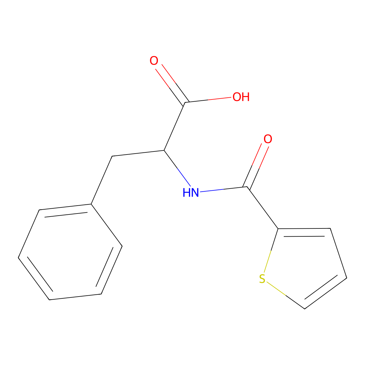 3-Phenyl-2-((thiophen-2-yl)formamido)propanoic acid molecular structure, CAS 381214-41-1