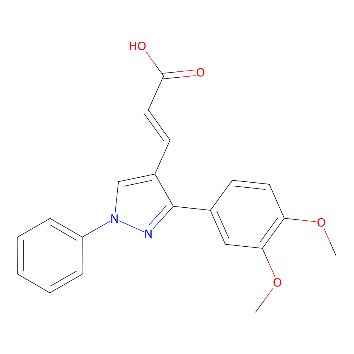 3-[3-(3,4-Dimethoxy-phenyl)-1-phenyl-1H-pyrazol-4-yl]-acrylic acid molecular structure, CAS 381214-65-9