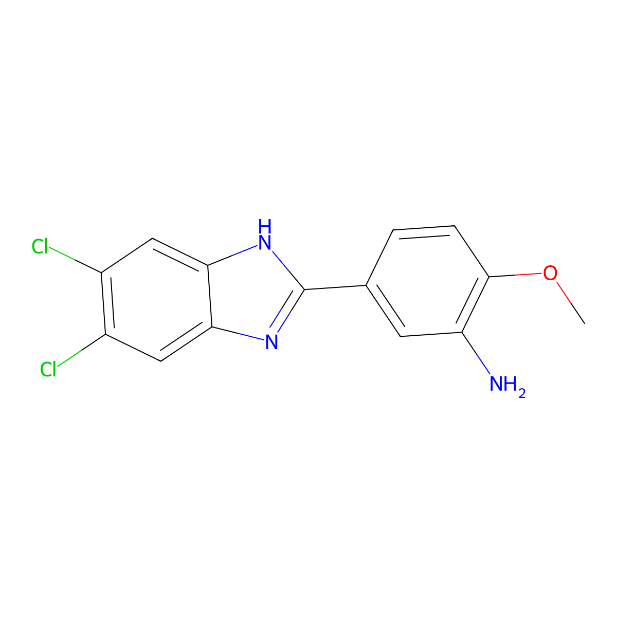 5-(5,6-Dichloro-1H-benzo[d]imidazol-2-yl)-2-methoxyaniline molecular structure, CAS 381216-74-6