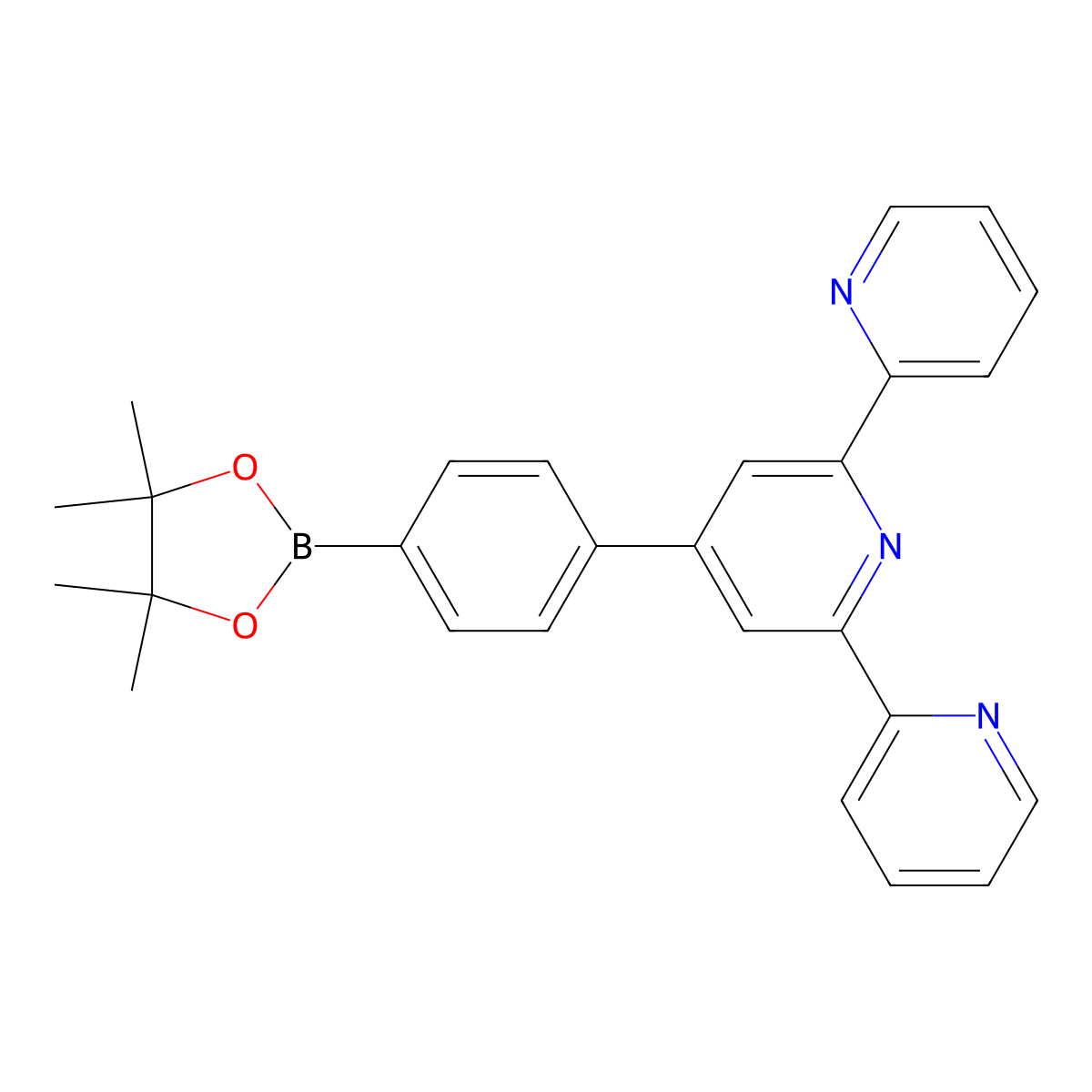 4-(4-(4,4,5,5-Tetramethyl-1,3,2-dioxaborolan-2-yl)phenyl)-2,6-di(pyridin-2-yl)pyridine molecular structure, CAS 381218-99-1
