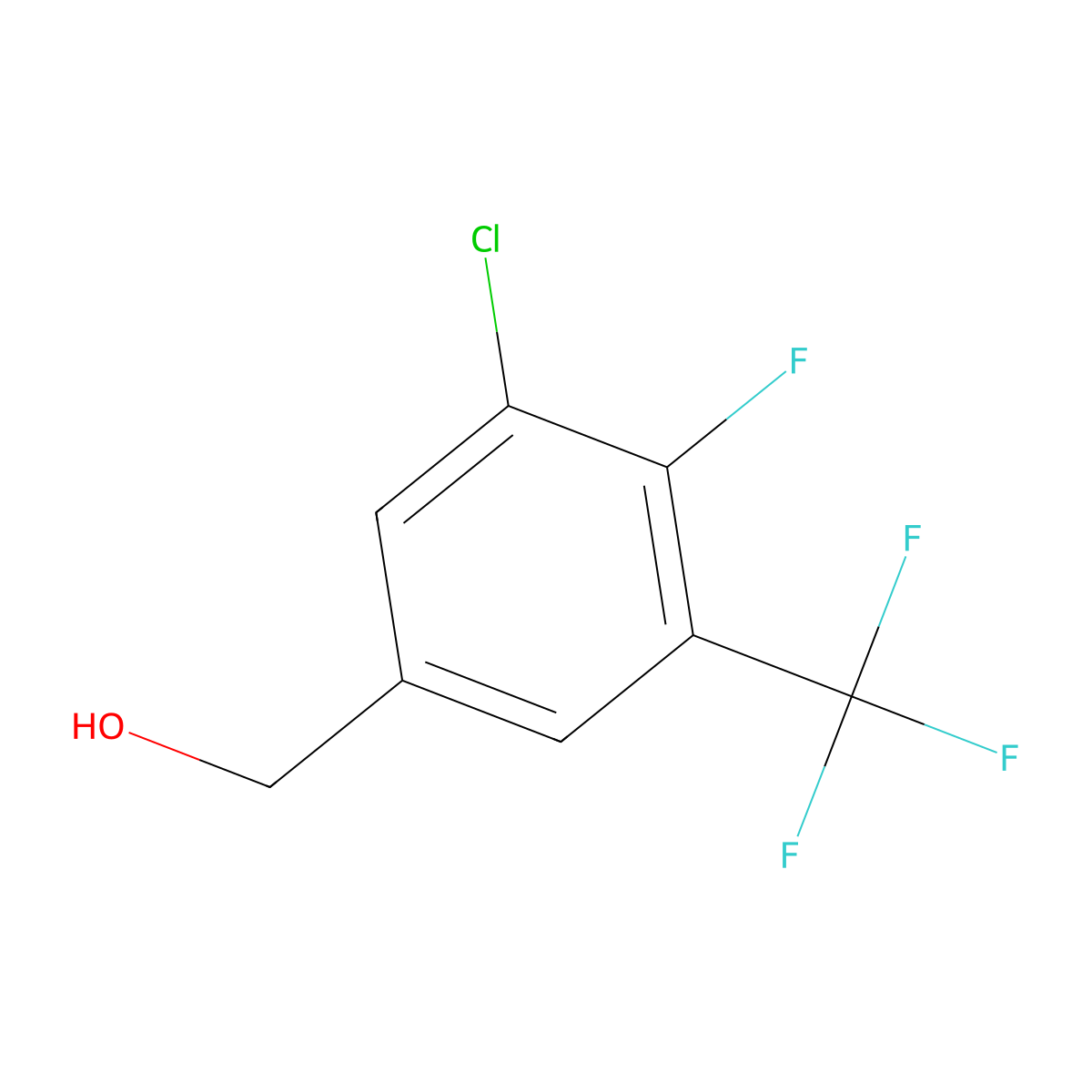 4-Fluoro-3-chloro-5-(trifluoromethyl)benzyl alcohol molecular structure, CAS 381229-75-0