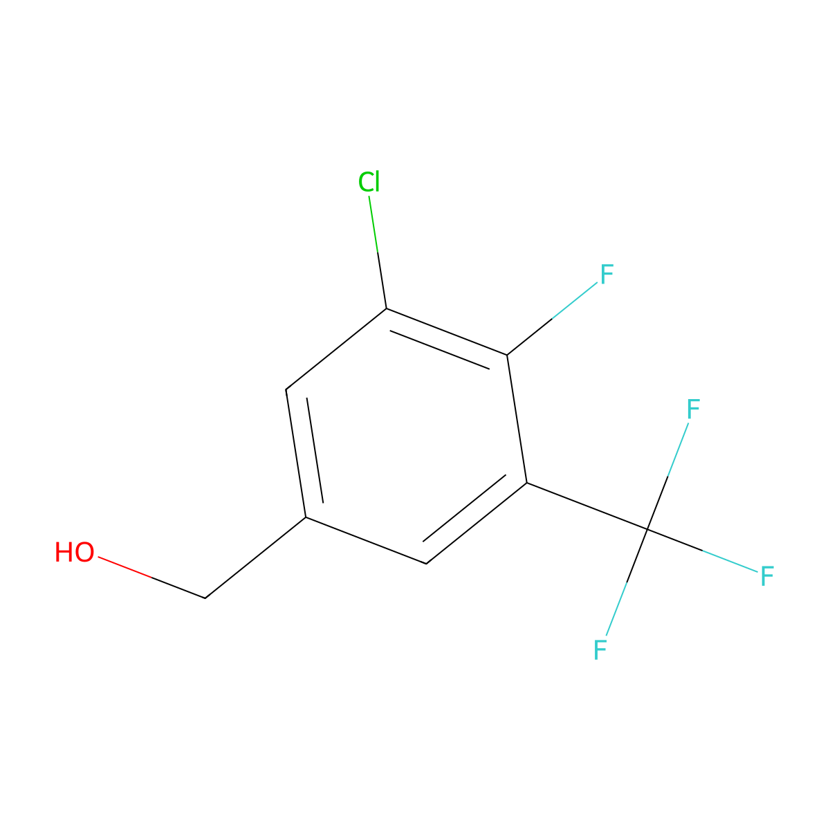 4-Fluoro-3-chloro-5-(trifluoromethyl)benzyl alcohol molecular structure, CAS 381229-75-0