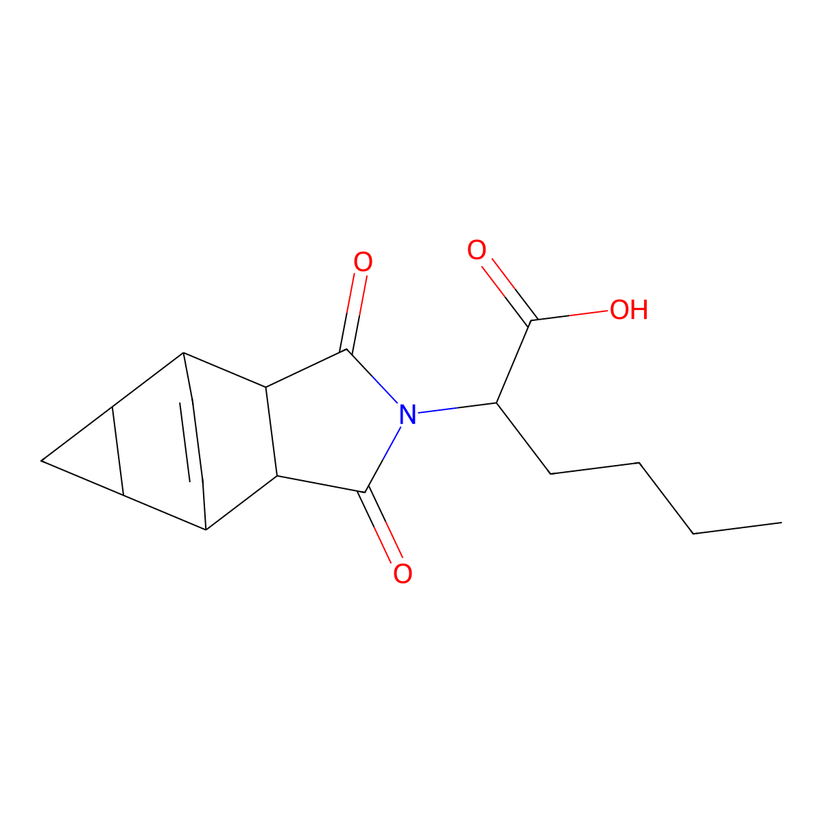 2-(1,3-dioxooctahydro-4,6-ethenocyclopropa[f]isoindol-2(1H)-yl)hexanoic acid molecular structure, CAS 381230-22-4