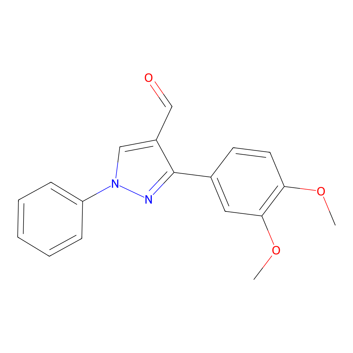 3-(3,4-dimethoxyphenyl)-1-phenyl-1H-pyrazole-4-carbaldehyde molecular structure, CAS 381230-33-7