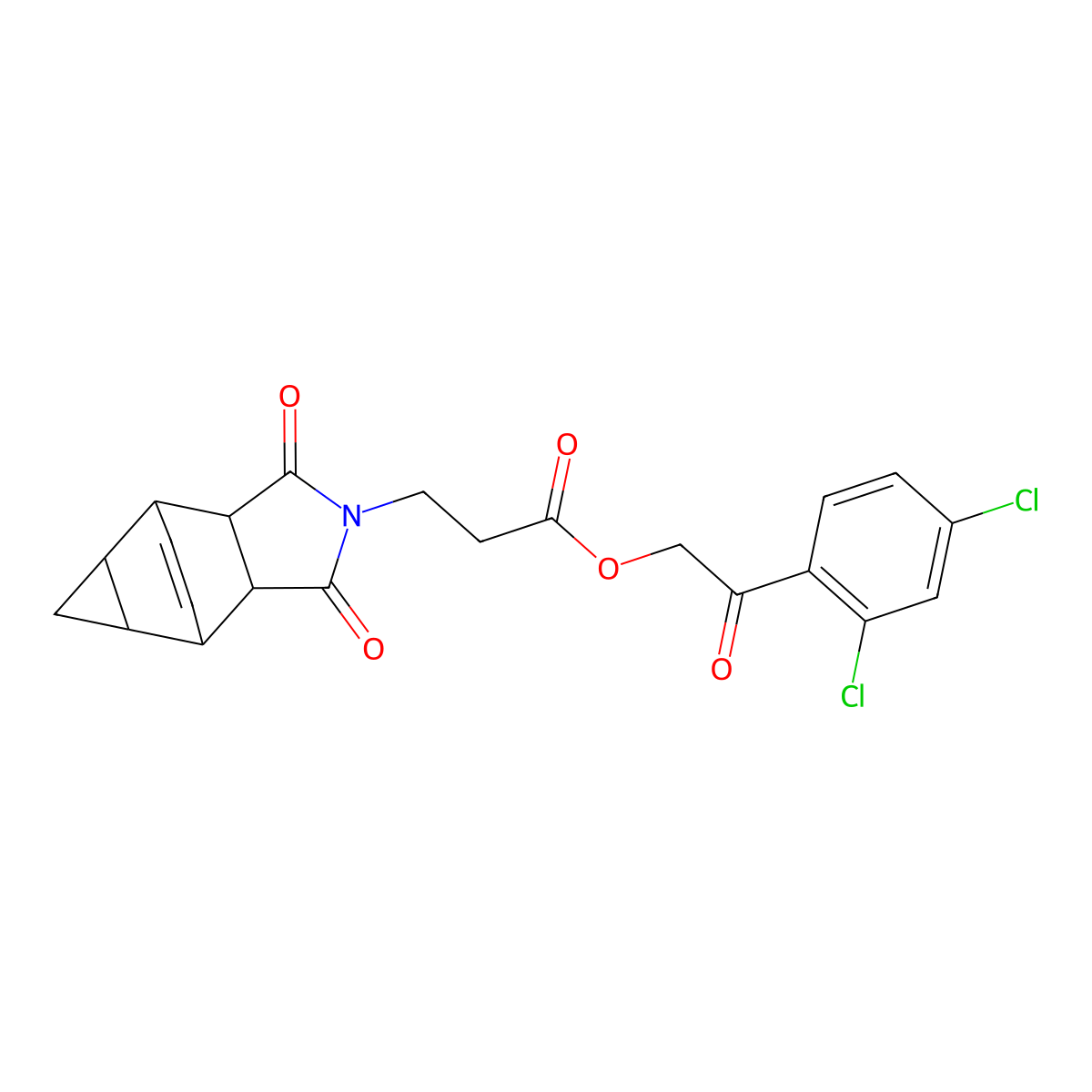 2-(2,4-dichlorophenyl)-2-oxoethyl 3-(1,3-dioxooctahydro-4,6-ethenocyclopropa[f]isoindol-2(1H)-yl)propanoate molecular structure, CAS 381230-37-1