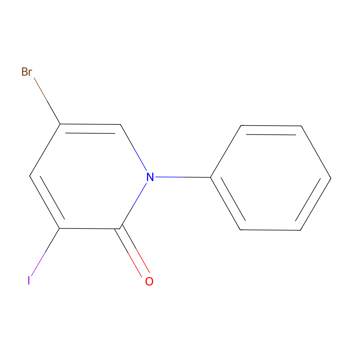 5-Bromo-3-iodo-1-phenylpyridin-2(1H)-one molecular structure, CAS 381233-76-7