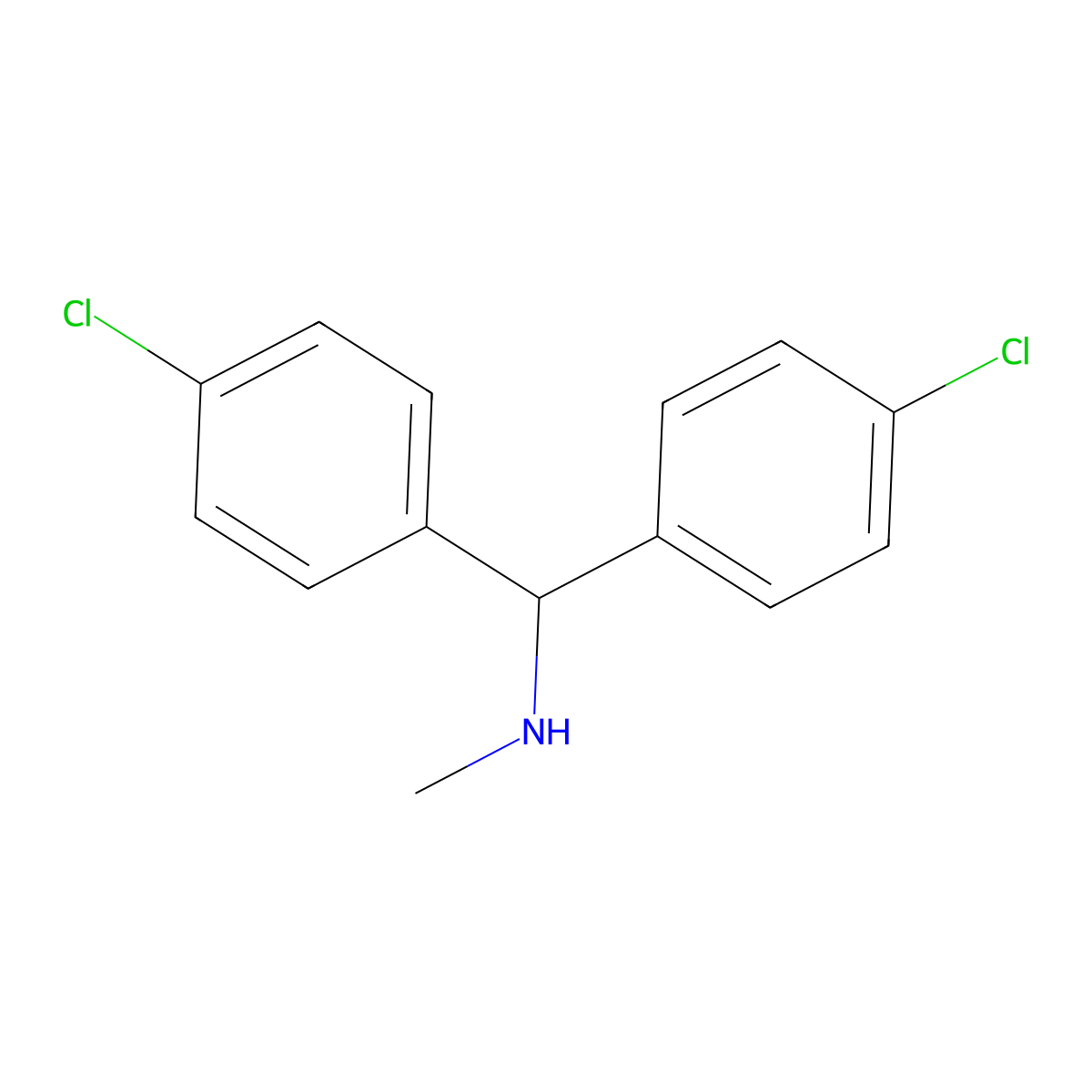 (Bis(4-chlorophenyl)methyl)(methyl)amine molecular structure, CAS 381234-89-5