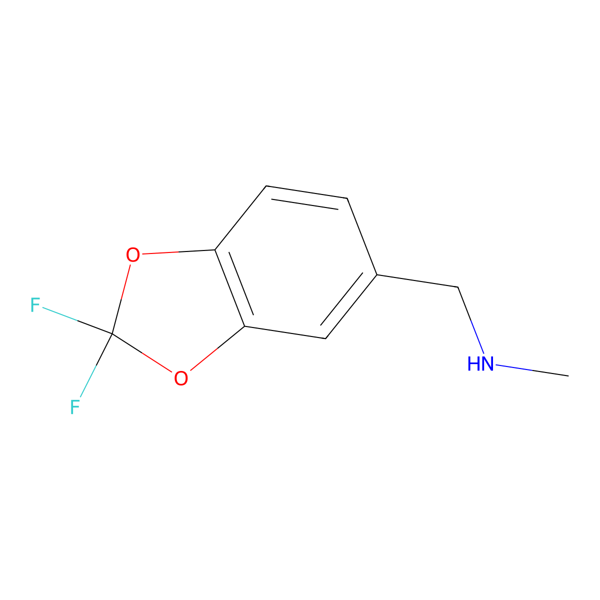 1,3-Benzodioxole-5-methanamine, 2,2-difluoro-N-methyl- molecular structure, CAS 381236-72-2