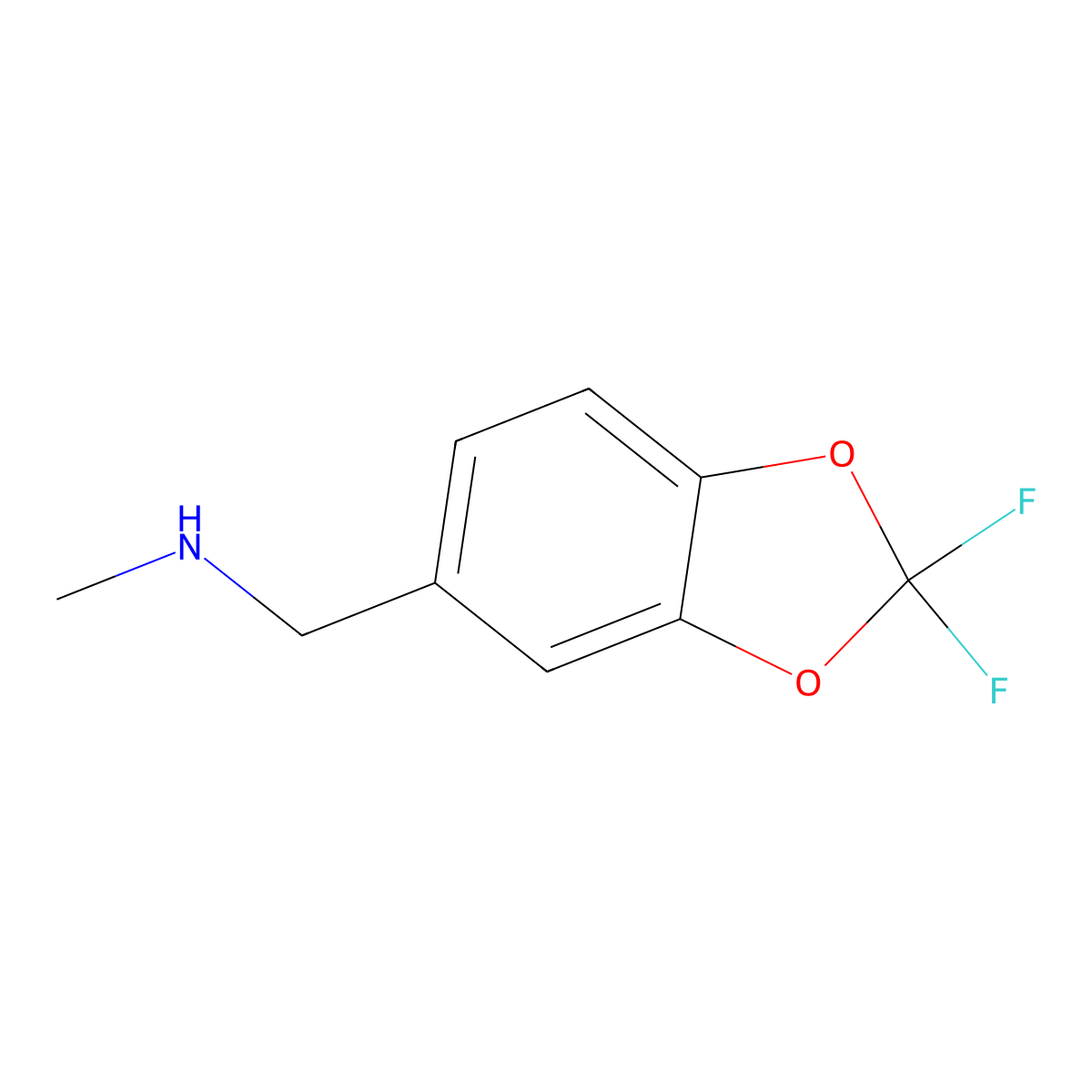 1,3-Benzodioxole-5-methanamine, 2,2-difluoro-N-methyl- molecular structure, CAS 381236-72-2