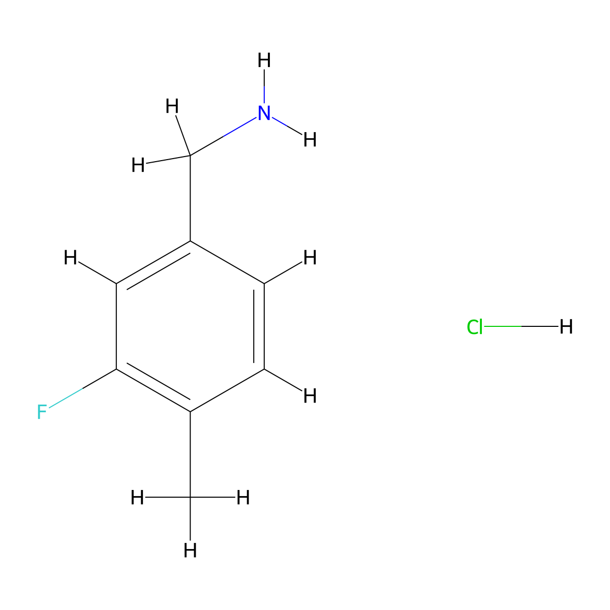 1-(3-Fluoro-4-methylphenyl)methanamine hydrochloride molecular structure, CAS 381237-35-0