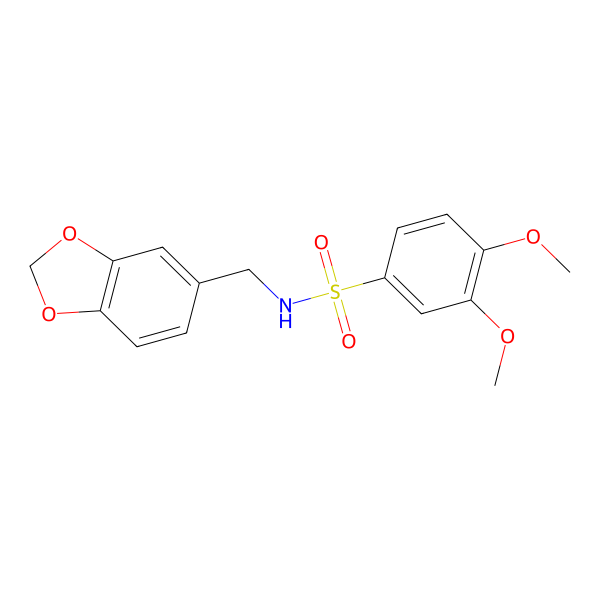 N-(1,3-Benzodioxol-5-ylmethyl)-3,4-dimethoxybenzenesulfonamide molecular structure, CAS 381241-73-2