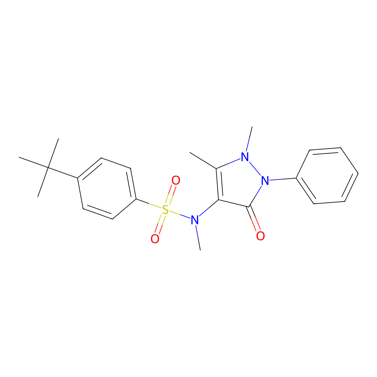 4-tert-butyl-N-(1,5-dimethyl-3-oxo-2-phenylpyrazol-4-yl)-N-methylbenzenesulfonamide molecular structure, CAS 381241-77-6