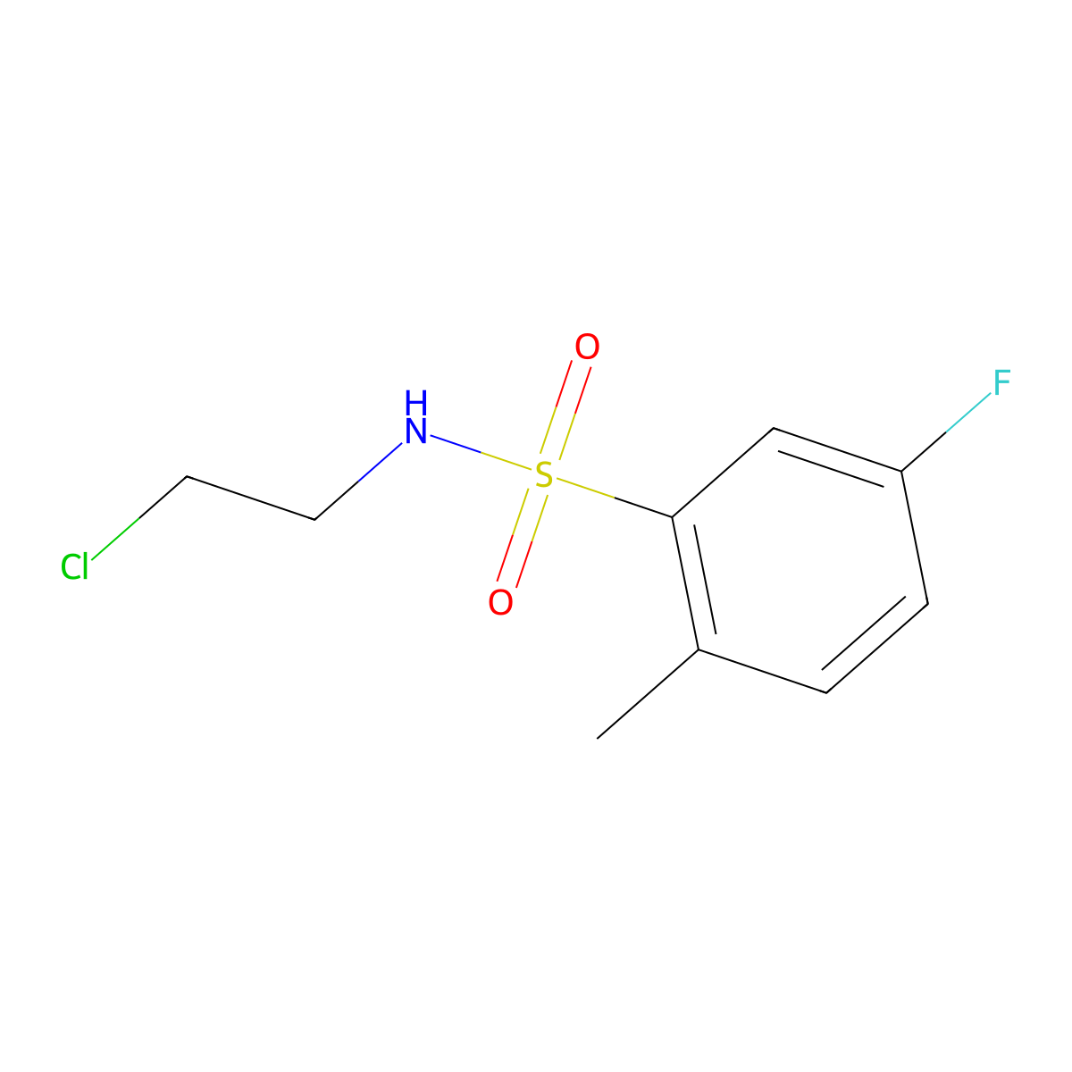 N-(2-chloroethyl)-5-fluoro-2-methylbenzenesulfonamide molecular structure, CAS 381241-82-3