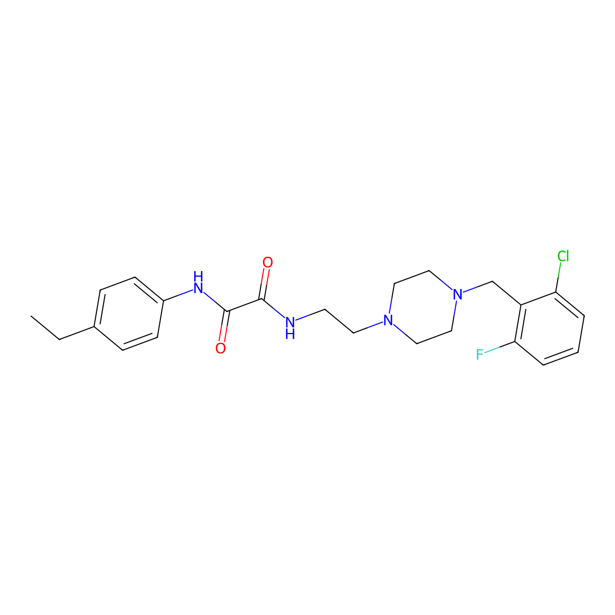 N-[2-[4-[(2-chloro-6-fluorophenyl)methyl]piperazin-1-yl]ethyl]-N'-(4-ethylphenyl)oxamide molecular structure, CAS 381241-85-6