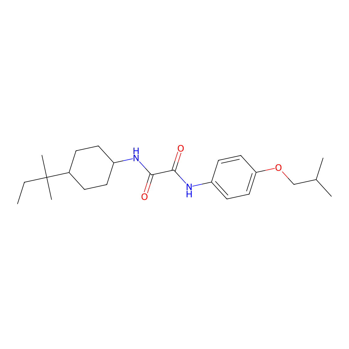 N-[4-(2-methylbutan-2-yl)cyclohexyl]-N'-[4-(2-methylpropoxy)phenyl]oxamide molecular structure, CAS 381241-99-2