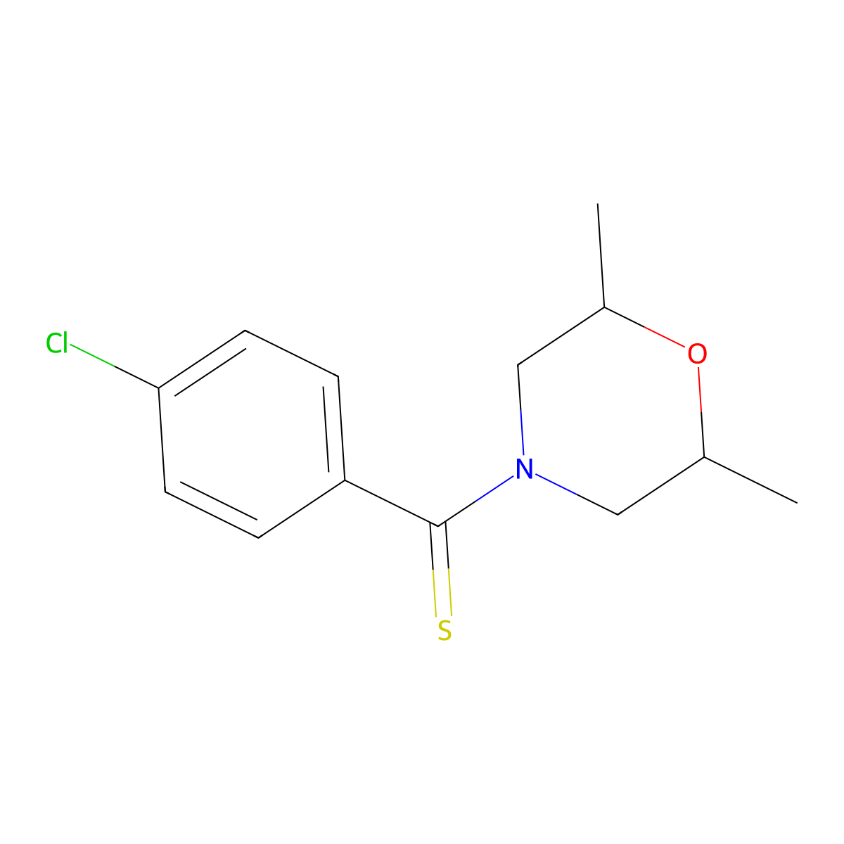 (4-Chlorophenyl)(2,6-dimethylmorpholin-4-yl)methanethione molecular structure, CAS 381242-23-5