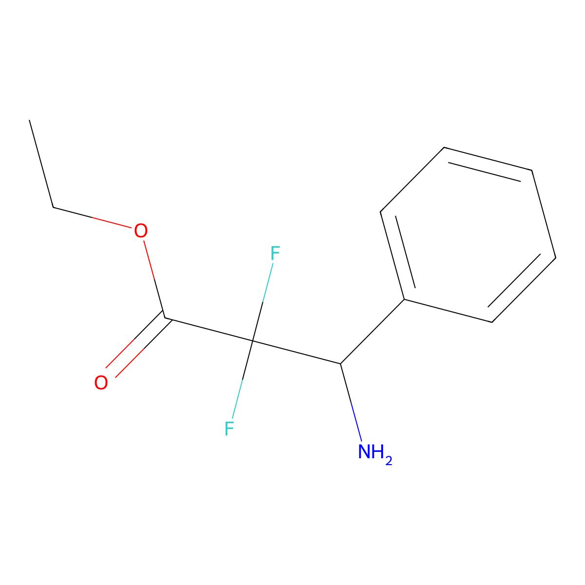 Ethyl 3-amino-2,2-difluoro-3-phenylpropanoate molecular structure, CAS 381245-54-1