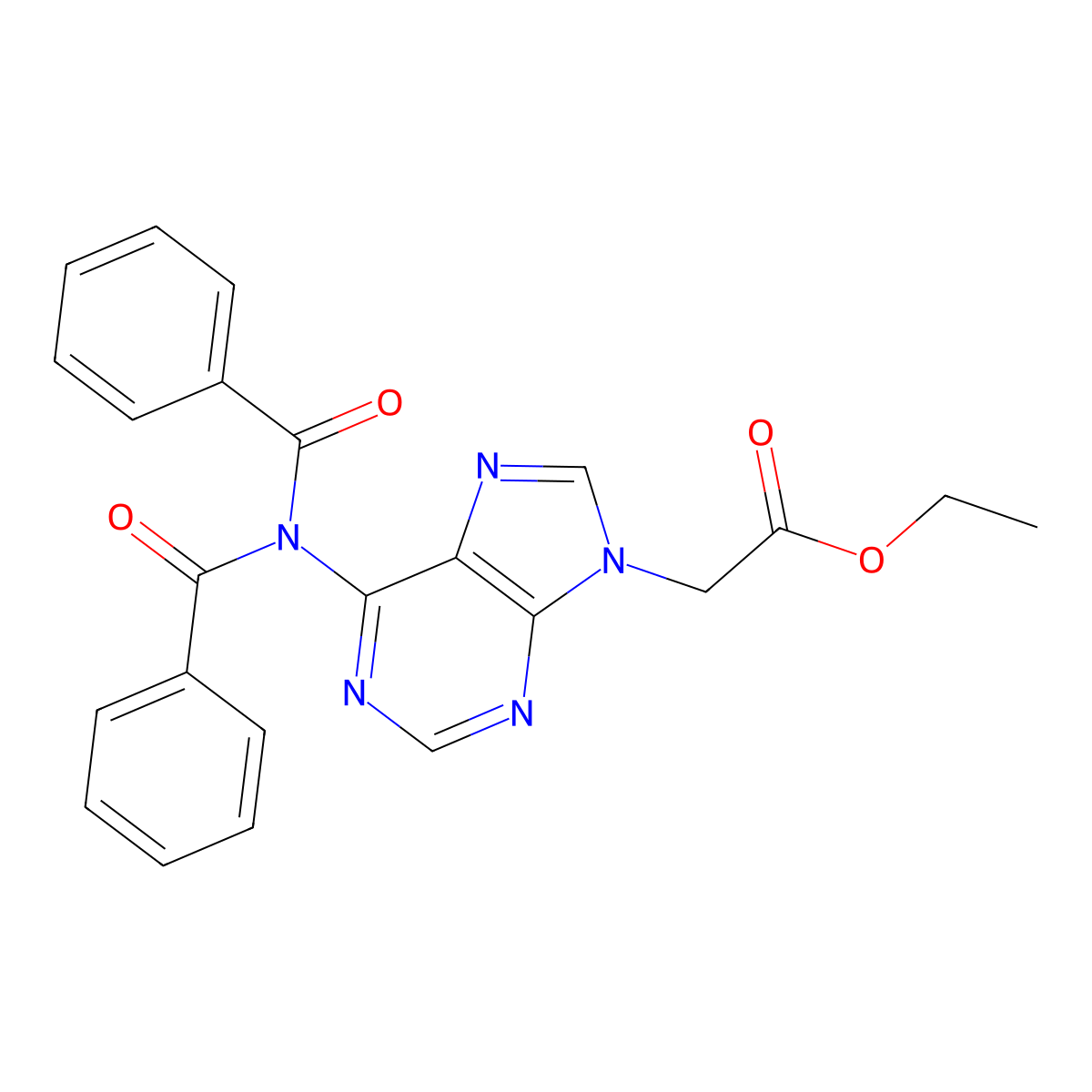 ethyl 2-(6-(N-benzoylbenzamido)-9H-purin-9-yl)acetate molecular structure, CAS 381246-11-3