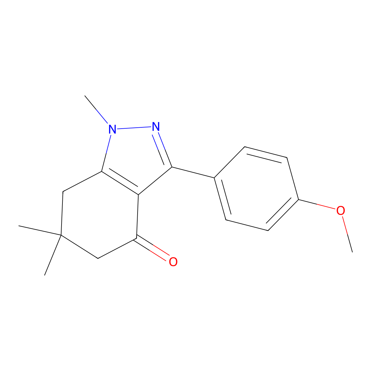 3-(4-Methoxyphenyl)-1,6,6-trimethyl-5,7-dihydroindazol-4-one molecular structure, CAS 38127-65-0