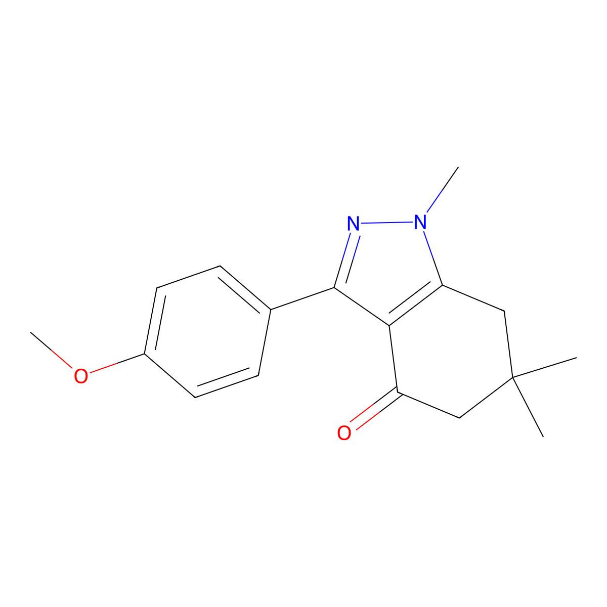 3-(4-Methoxyphenyl)-1,6,6-trimethyl-5,7-dihydroindazol-4-one molecular structure, CAS 38127-65-0