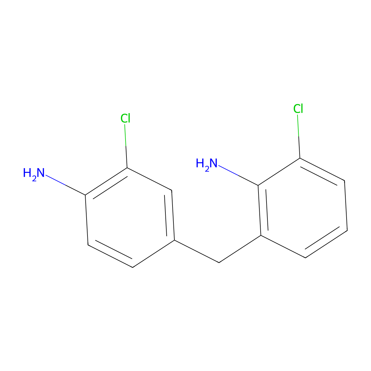 Benzenamine, 4-((2-amino-3-chlorophenyl)methyl)-2-chloro- molecular structure, CAS 3813-13-6