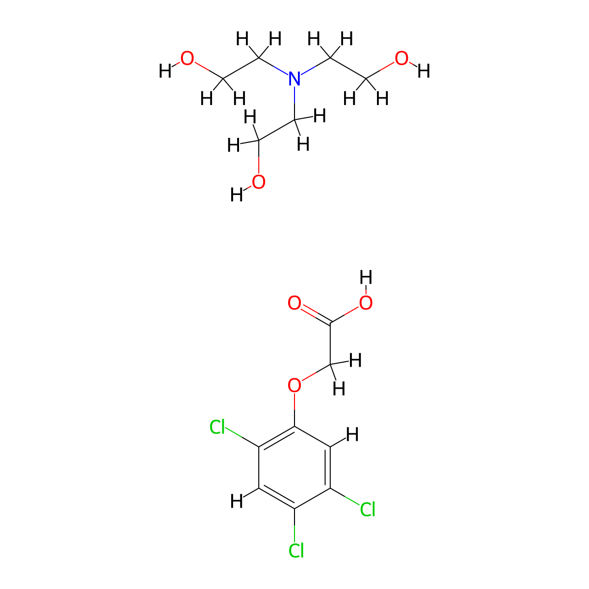 2,4,5-T trolamine salt molecular structure, CAS 3813-14-7
