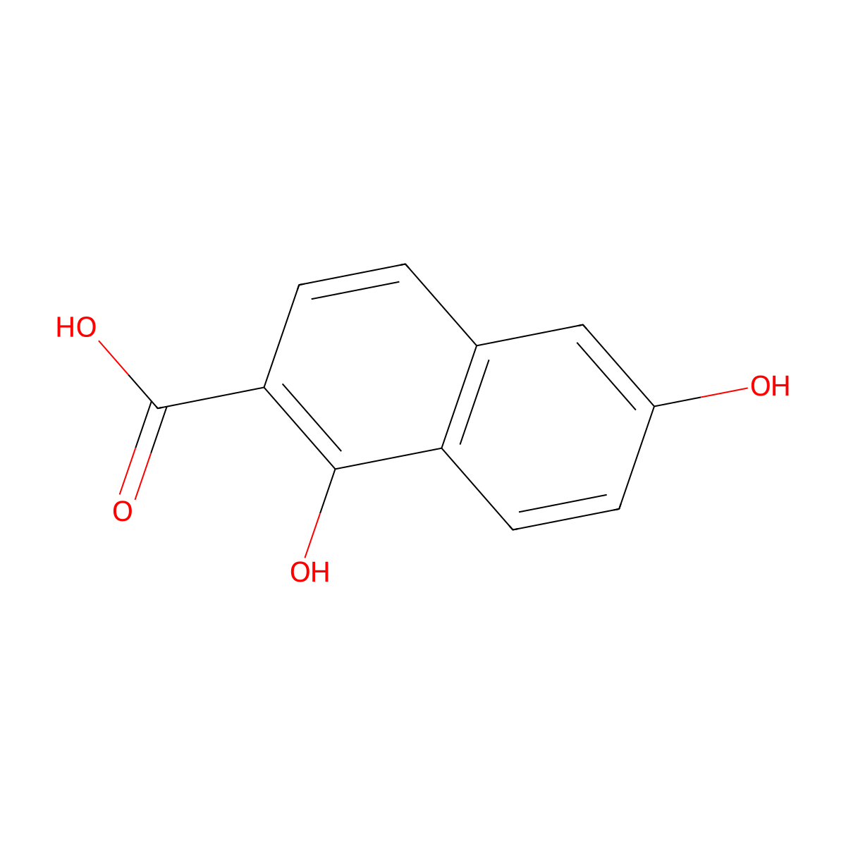 2-Naphthalenecarboxylic acid, 1,6-dihydroxy- molecular structure, CAS 38134-93-9