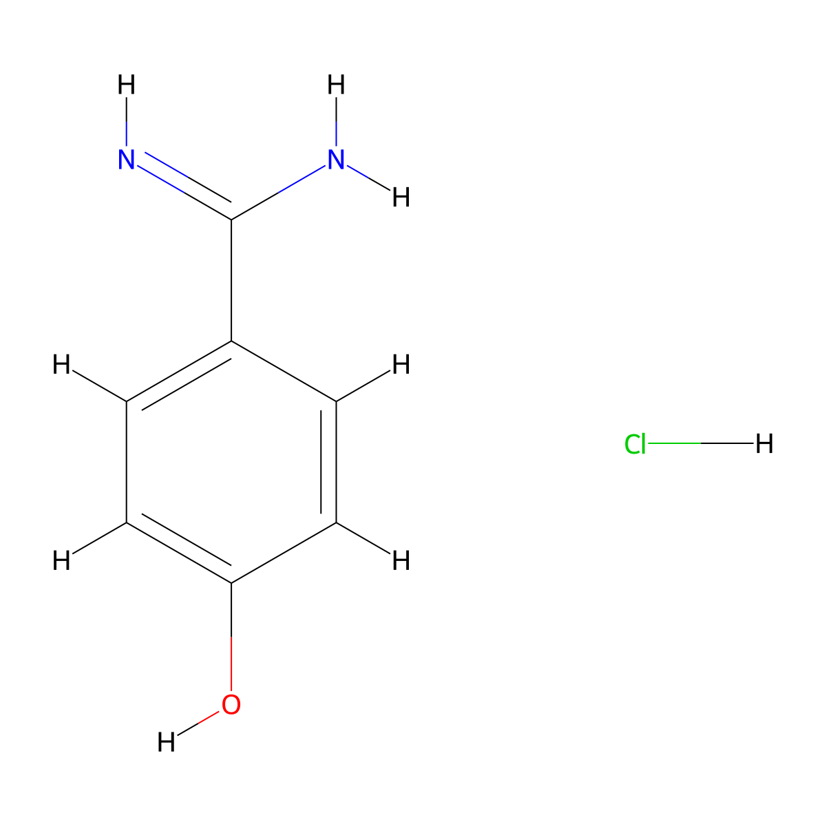 Benzenecarboximidamide, 4-hydroxy-, hydrochloride (1:1) molecular structure, CAS 38148-63-9