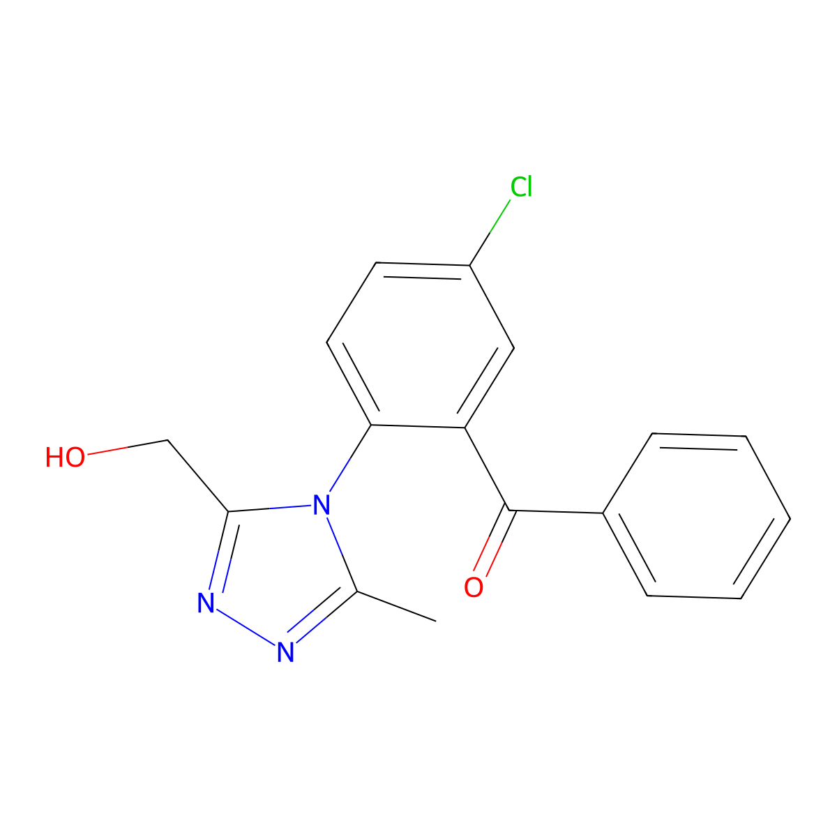(5-Chloro-2-(3-(hydroxymethyl)-5-methyl-4H-1,2,4-triazol-4-yl)phenyl)phenylmethanone molecular structure, CAS 38150-27-5