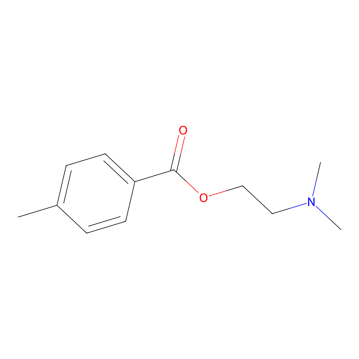 Ptoluicacidnndimethylaminoethylester molecular structure, CAS 38152-17-9