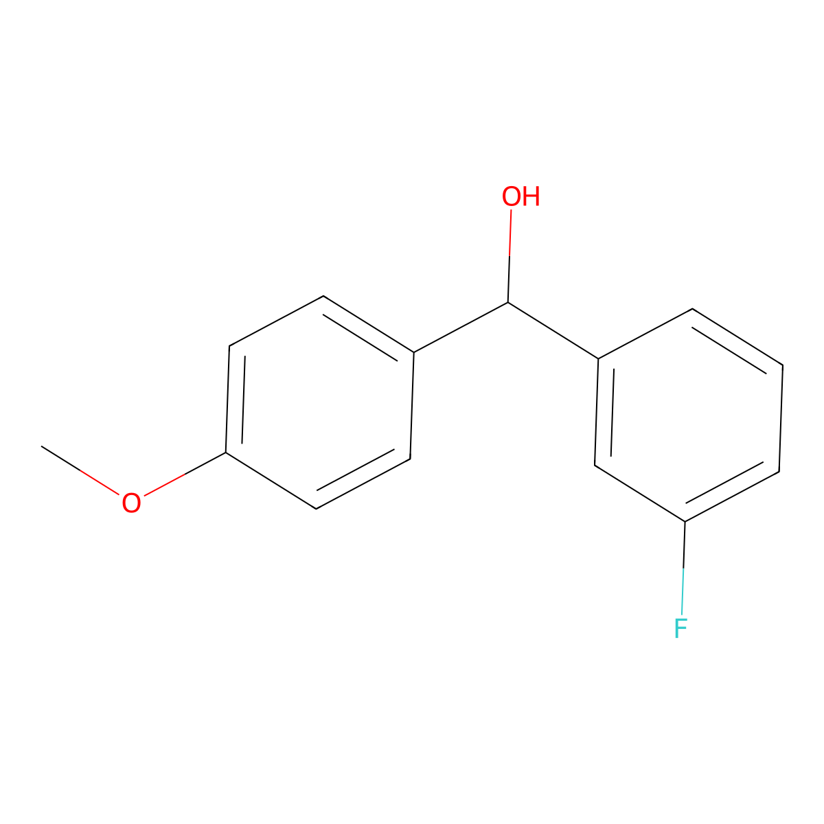 (3-Fluorophenyl)(4-methoxyphenyl)methanol molecular structure, CAS 38158-78-0