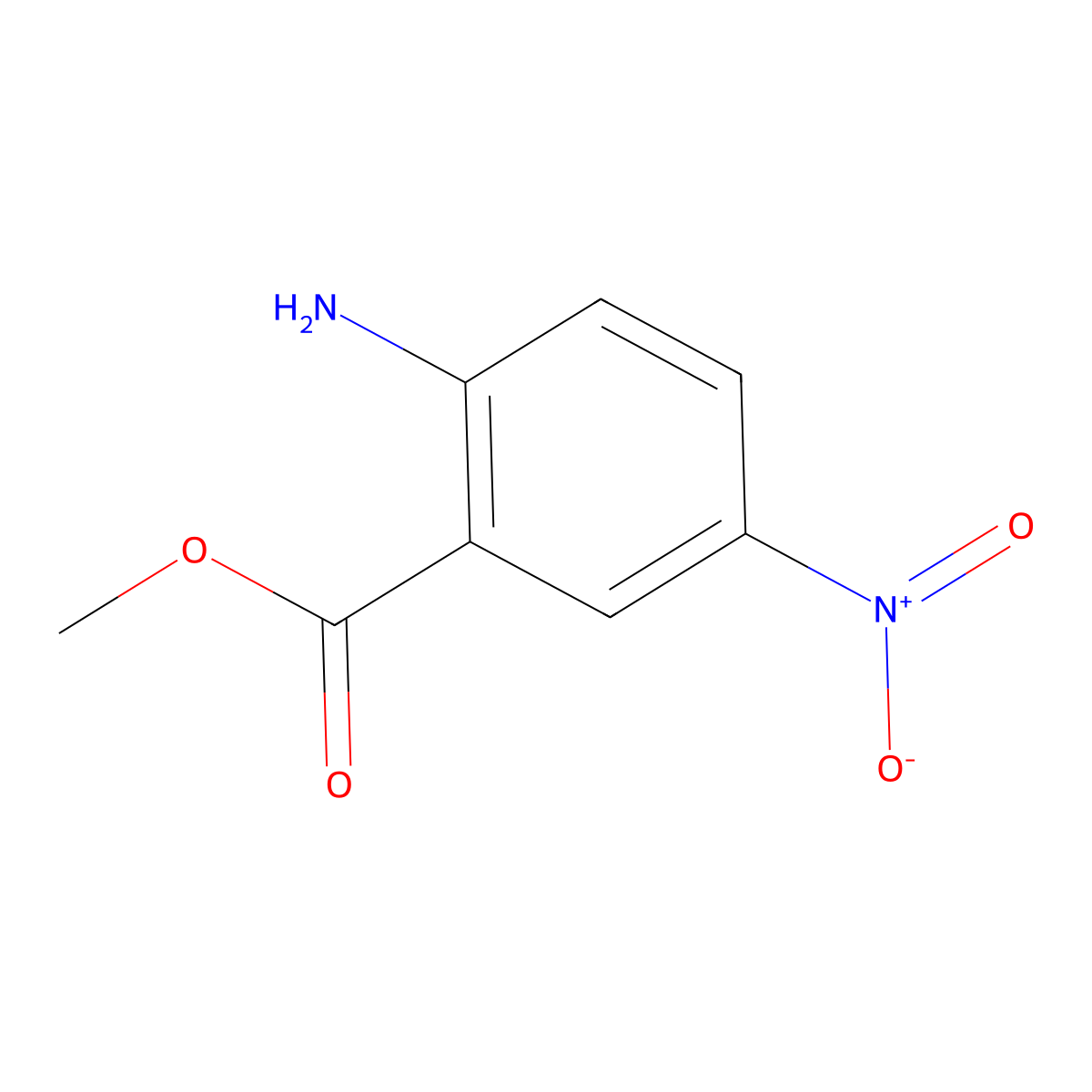 Methyl 2-amino-5-nitrobenzoate molecular structure, CAS 3816-62-4