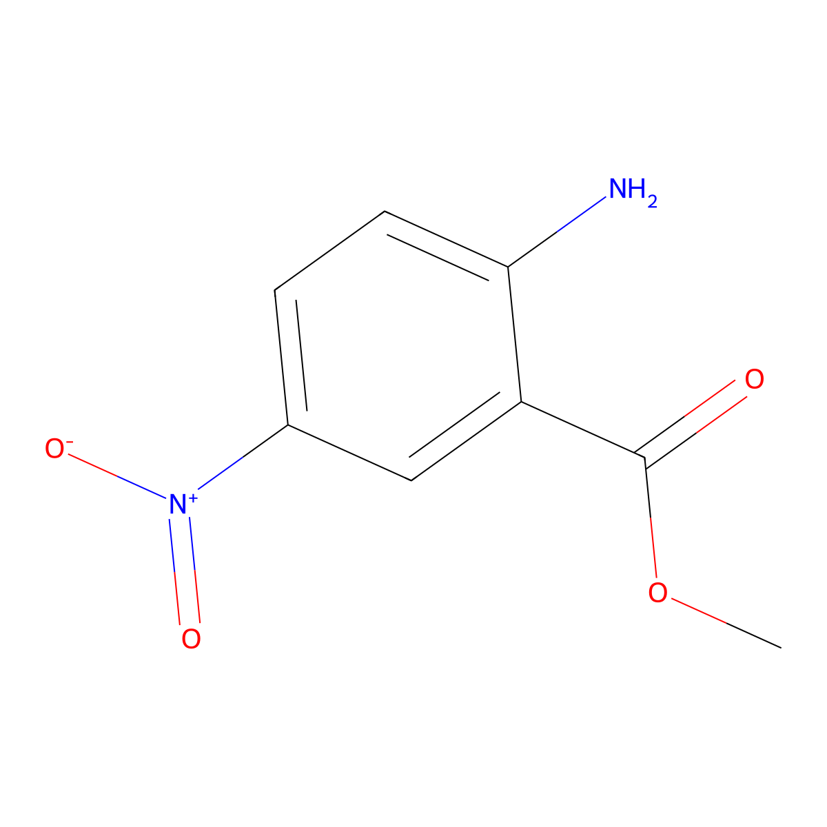 Methyl 2-amino-5-nitrobenzoate molecular structure, CAS 3816-62-4