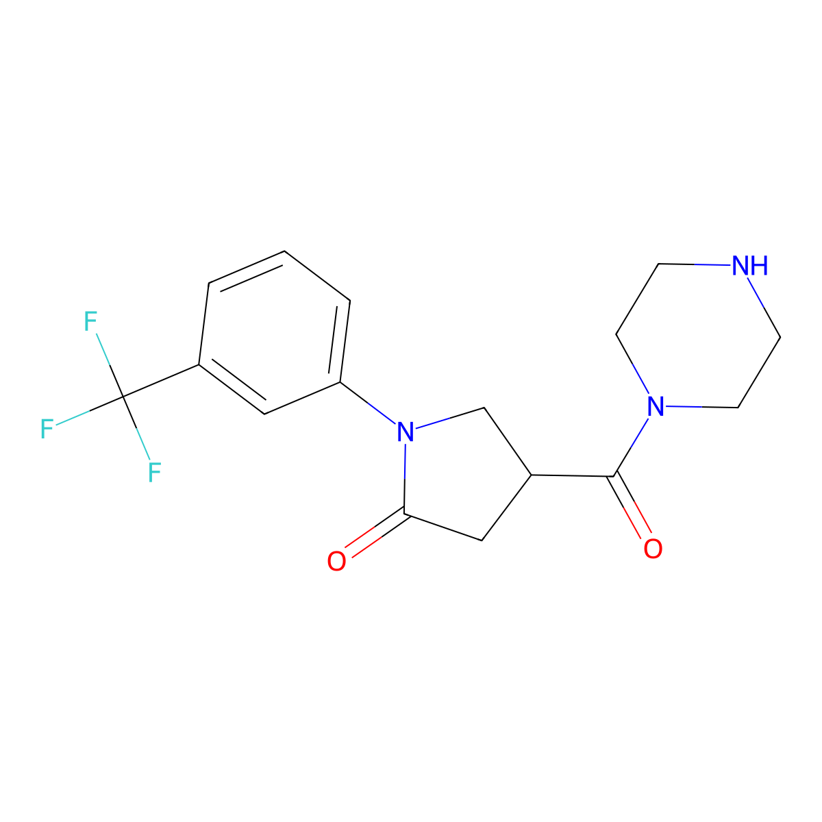 4-(Piperazin-1-ylcarbonyl)-1-[3-(trifluoromethyl)phenyl]pyrrolidin-2-one molecular structure, CAS 38160-07-5