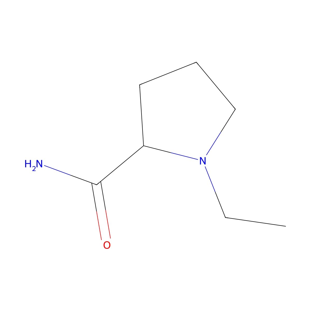 (R)-(+)-1-Ethyl-2-pyrrolidinecarboxamide molecular structure, CAS 381670-32-2
