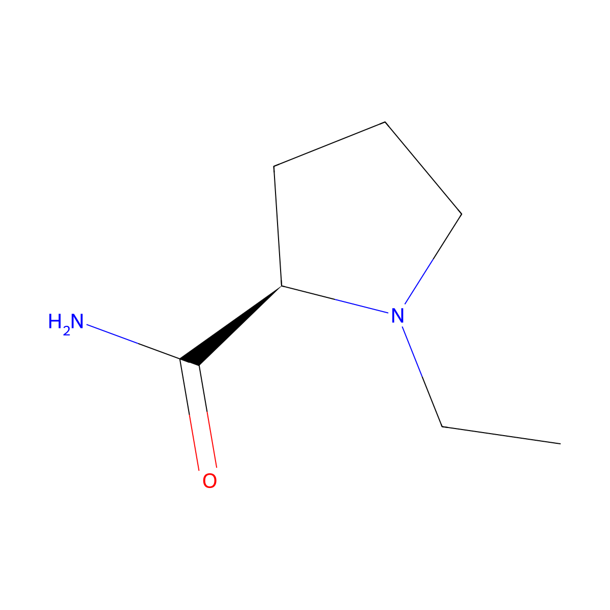 (R)-(+)-1-Ethyl-2-pyrrolidinecarboxamide molecular structure, CAS 381670-32-2