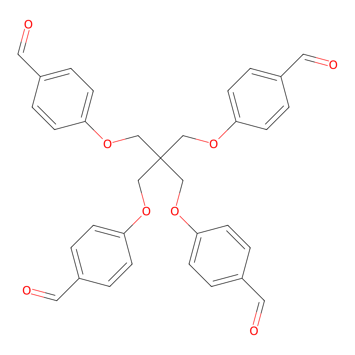 4,4'-((2,2-Bis((4-formylphenoxy)methyl)propane-1,3-diyl)bis(oxy))dibenzaldehyde molecular structure, CAS 381670-43-5
