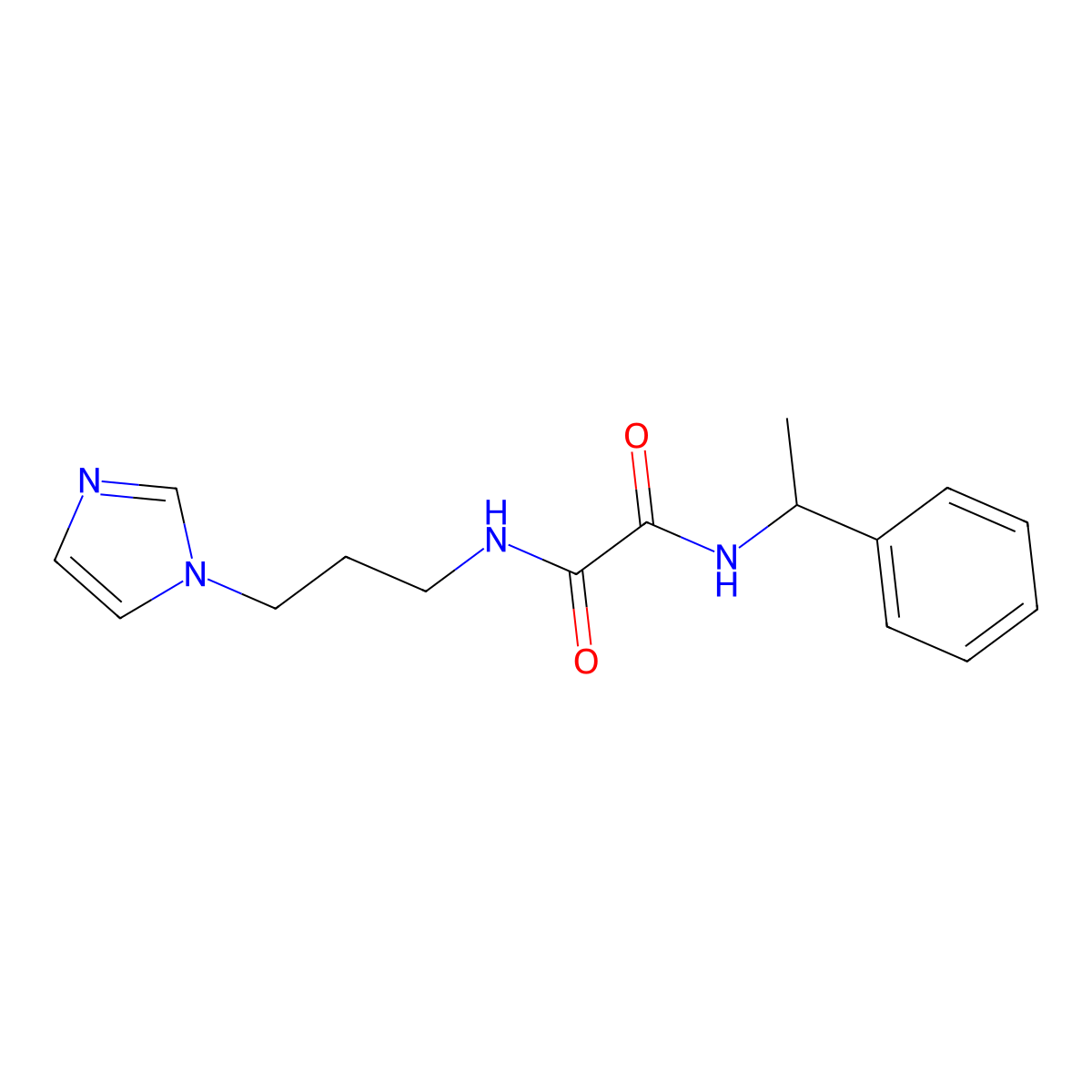 N-(3-imidazol-1-ylpropyl)-N'-(1-phenylethyl)oxamide molecular structure, CAS 381671-36-9