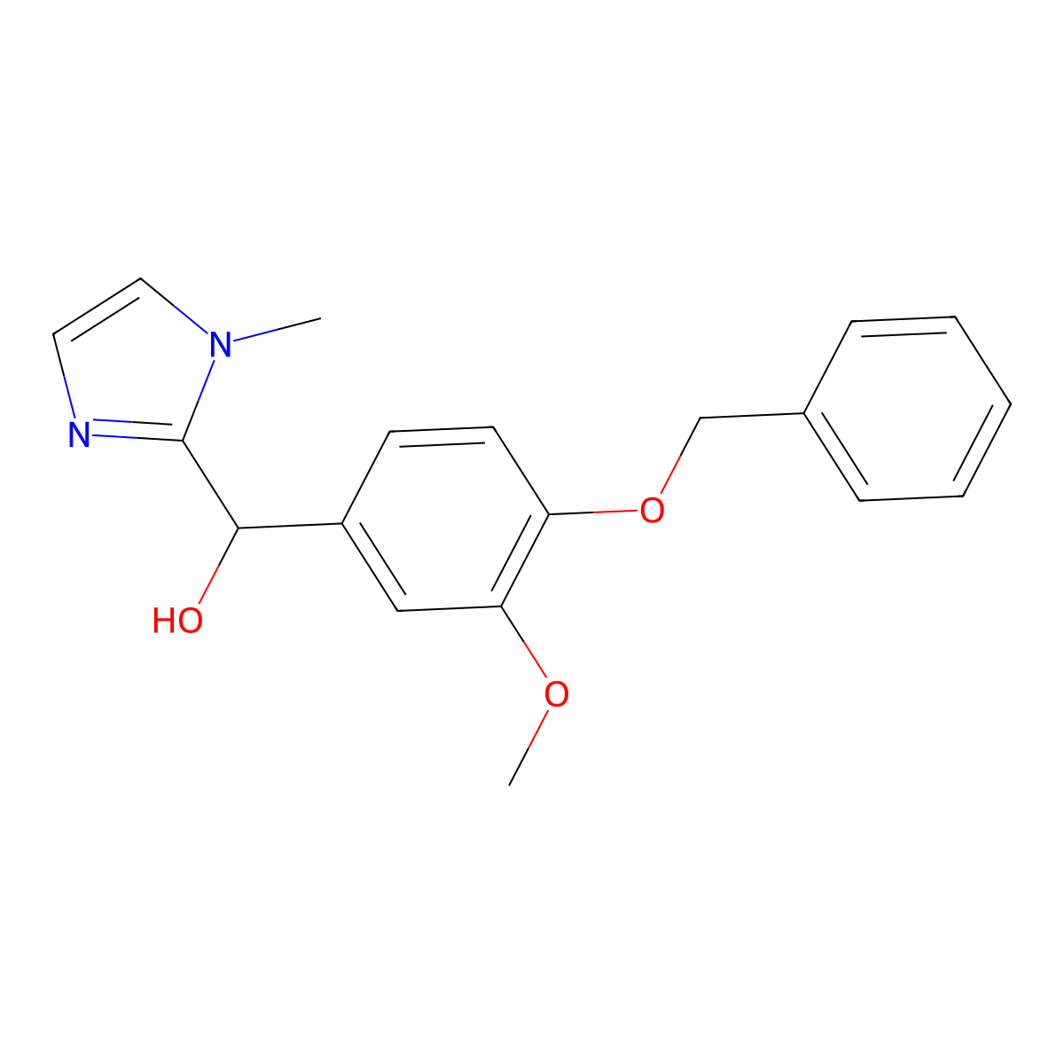 [4-(benzyloxy)-3-methoxyphenyl](1-methyl-1H-imidazol-2-yl)methanol molecular structure, CAS 381671-68-7