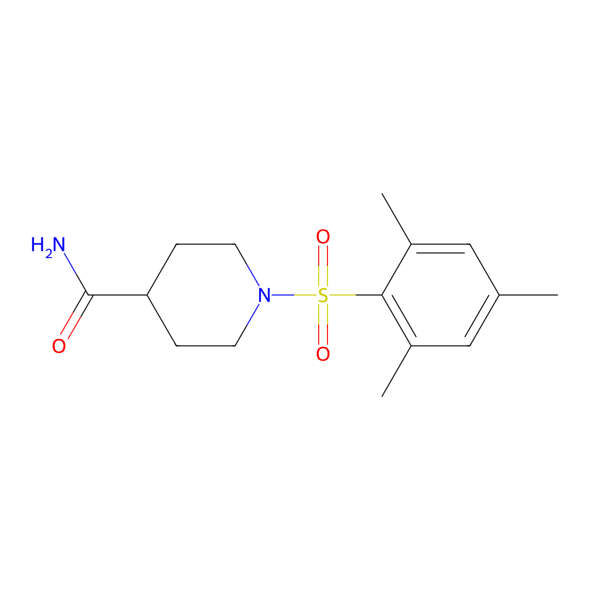 1-(Mesitylsulfonyl)-4-piperidinecarboxamide molecular structure, CAS 381675-90-7