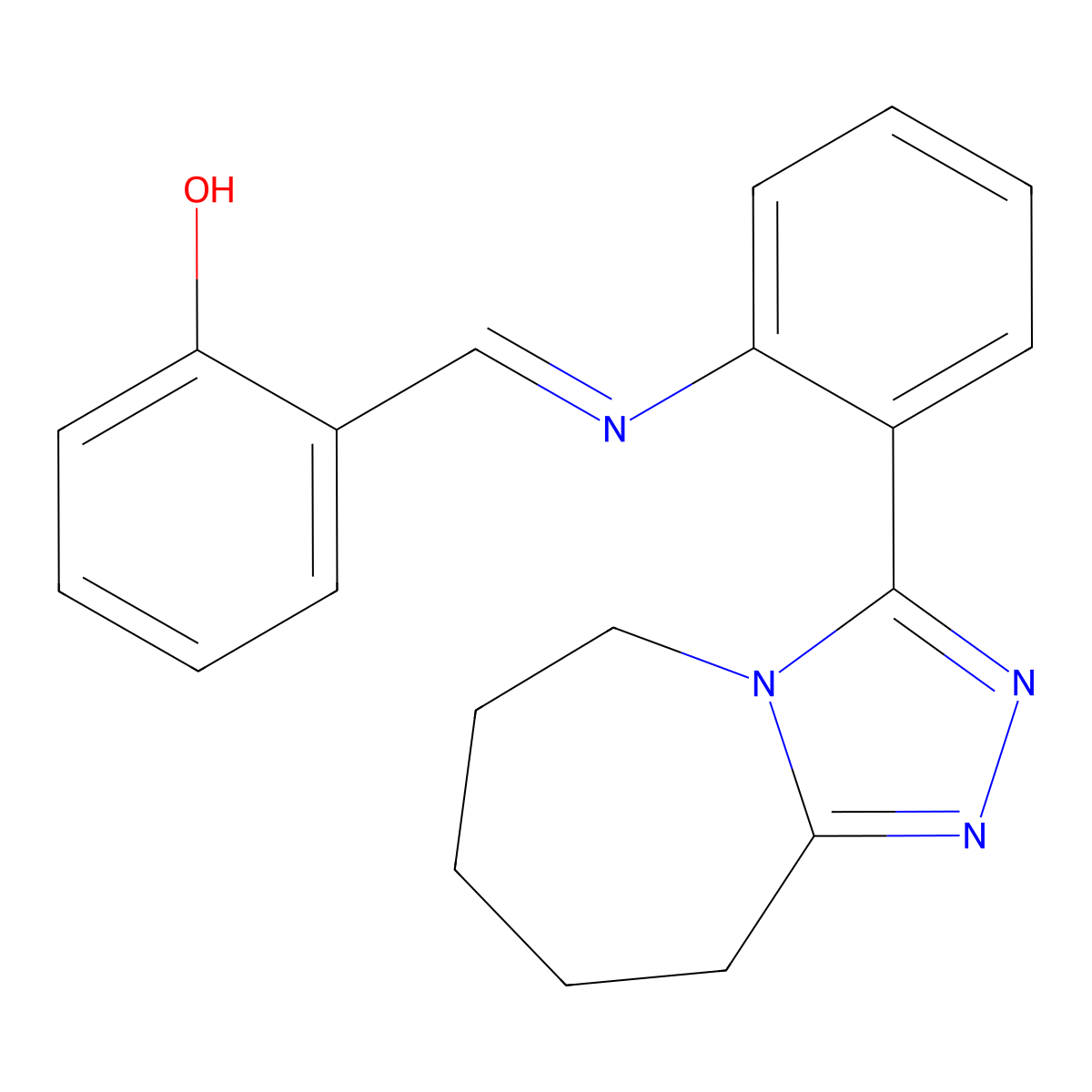 2-(((2-(6,7,8,9-Tetrahydro-5H-1,2,4-triazolo(4,3-a)azepin-3-yl)phenyl)imino)methyl)phenol molecular structure, CAS 381677-82-3