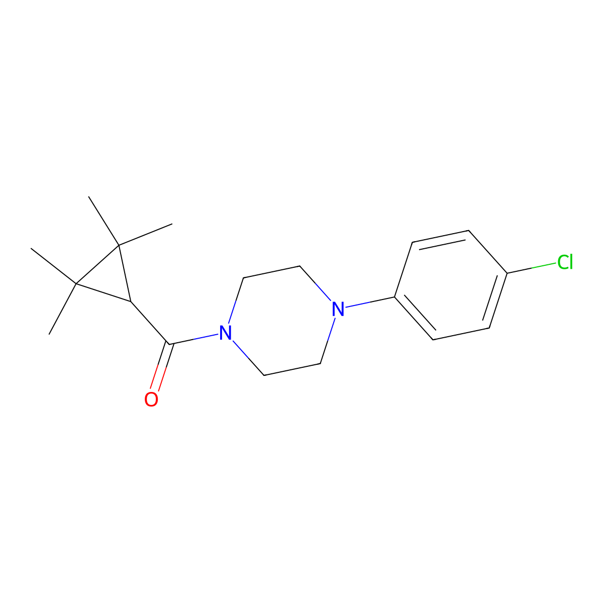 1-(4-Chlorophenyl)-4-[(2,2,3,3-tetramethylcyclopropyl)carbonyl]piperazine molecular structure, CAS 381679-06-7