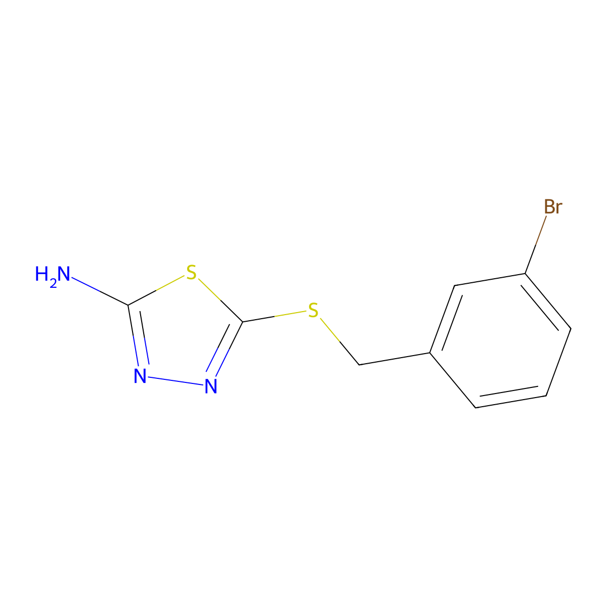 5-[(3-Bromobenzyl)thio]-1,3,4-thiadiazol-2-amine molecular structure, CAS 381679-10-3