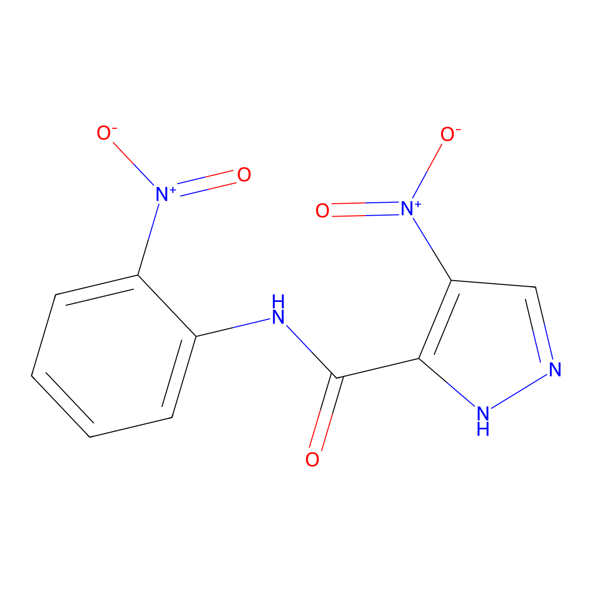 4-nitro-N-(2-nitrophenyl)-1H-pyrazole-5-carboxamide molecular structure, CAS 381679-18-1