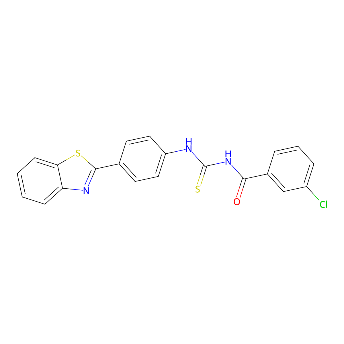 N-[[4-(1,3-benzothiazol-2-yl)phenyl]carbamothioyl]-3-chlorobenzamide molecular structure, CAS 381679-30-7