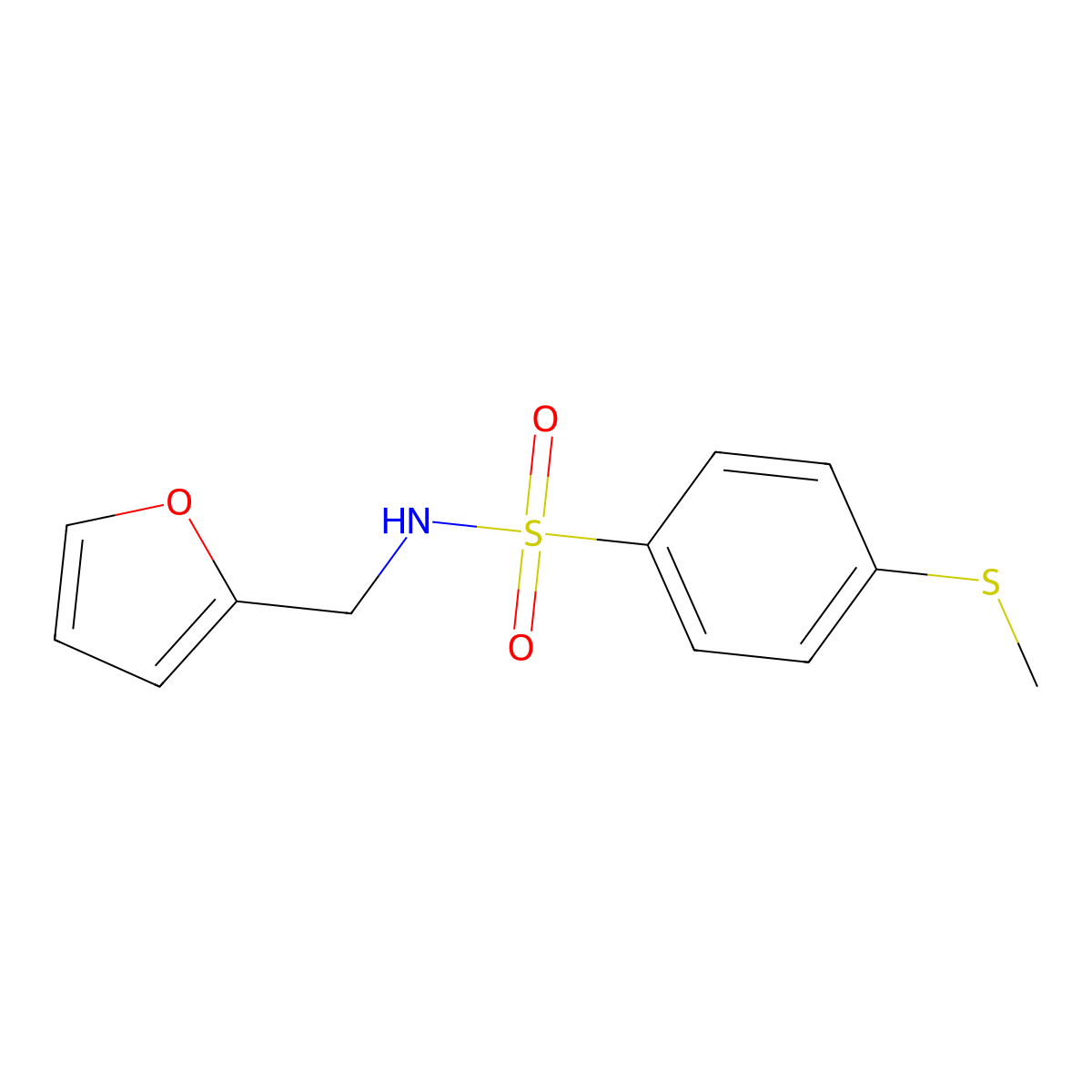 Benzenesulfonamide, N-furfuryl-4-methylthio- molecular structure, CAS 381679-41-0