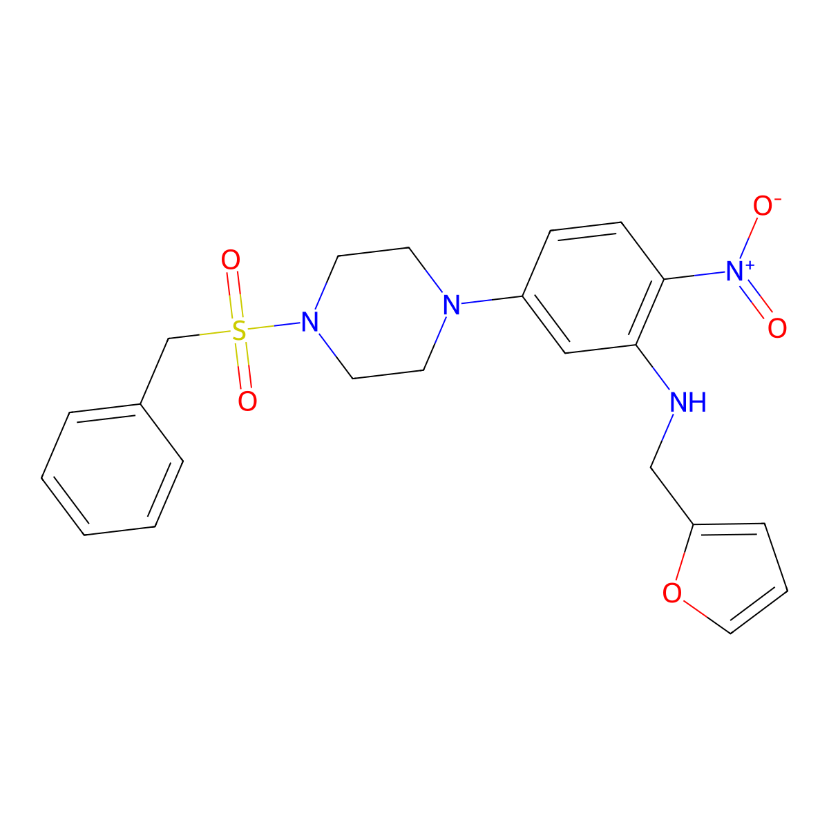 5-(4-benzylsulfonylpiperazin-1-yl)-N-(furan-2-ylmethyl)-2-nitroaniline molecular structure, CAS 381679-44-3