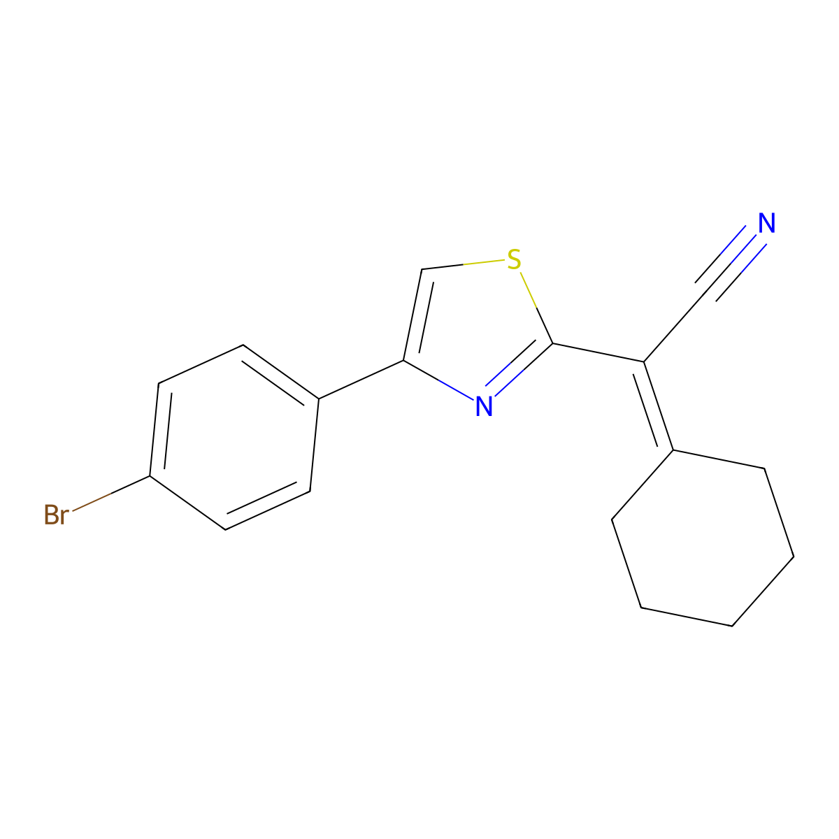 2-[4-(4-Bromophenyl)-1,3-thiazol-2-yl]-2-cyclohexylideneacetonitrile molecular structure, CAS 381679-64-7