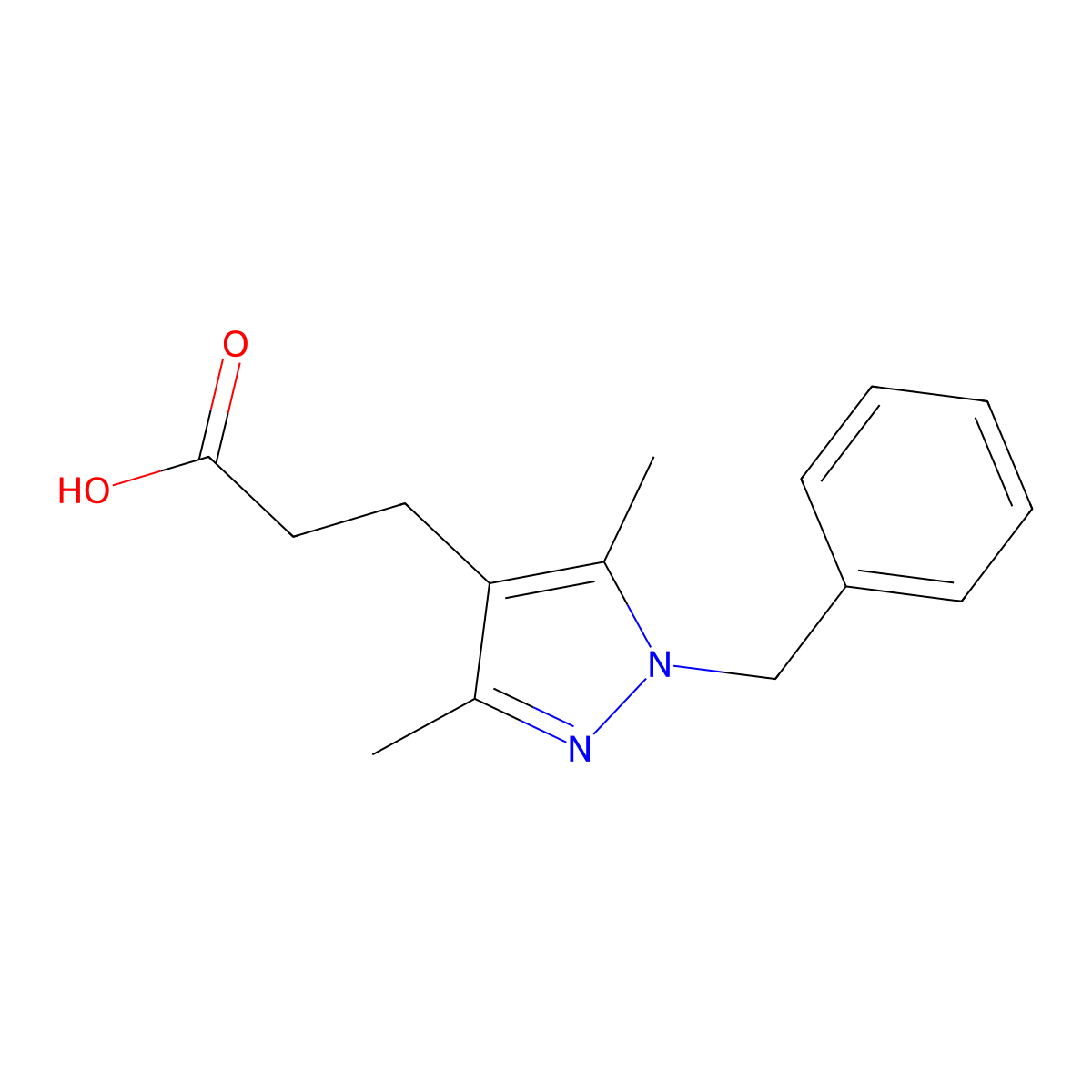 3-(1-Benzyl-3,5-dimethyl-1H-pyrazol-4-yl)propanoic acid molecular structure, CAS 381679-93-2