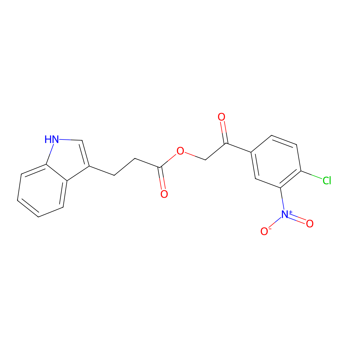 2-(4-chloro-3-nitrophenyl)-2-oxoethyl 3-(1H-indol-3-yl)propanoate molecular structure, CAS 381679-94-3